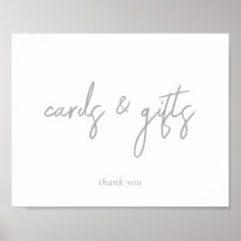 Silver och White Script-kort och gåvor skylt