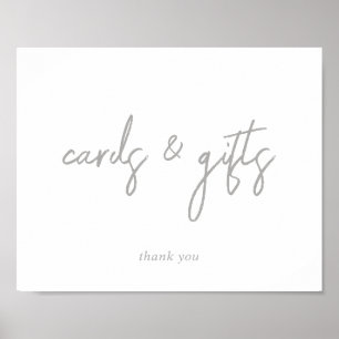Silver och White Script-kort och gåvor skylt