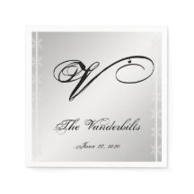 Silver och White Snowflake Winter Napkins