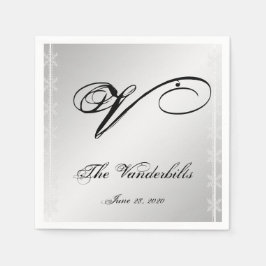 Silver och White Snowflake Winter Napkins Pappersservett