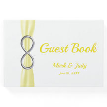 Silver Ofinity Gult Ribbon Bröllop Guestbook