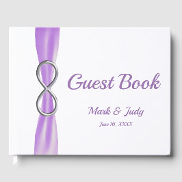 Silver Ofinity Lila Ribbon Bröllop Guestbook Gästböcker