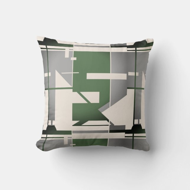 Silver Olive Beige fold Southwest Abstrakt Kudde (Framsida)