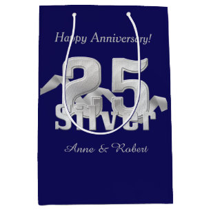 Silver om blått 25-årsjubileum Medium Gift Bag