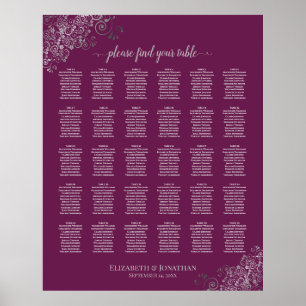 Silver om sittplatsplan för Cassis 30 Bord Bröllop Poster