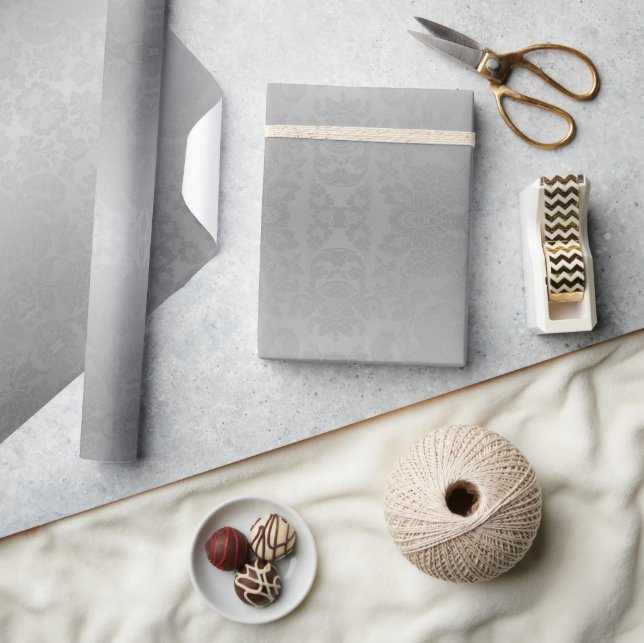 Silver Ombre Damask-jul Presentpapper (Hantverk)