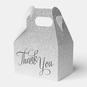 Silver Ombre Glitter-skript Tack Presentaskar
