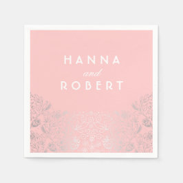 Silver omkullkastar verkställer rosa bröllop för pappersservett