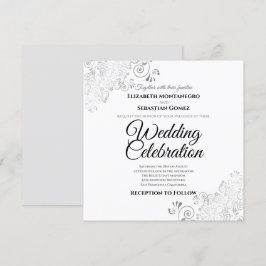 Silver ömtålig filigree-Elegant Bröllop Inbjudningar