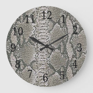 Silver Orake Skin Round Clock Stor Klocka