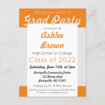 Silver Orange Bold Grad Party Studenten