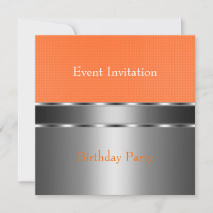 Silver Orange Check Eventfest Inbjudningar