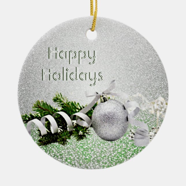 Silver Ornament White Ribbon jul Ornament (Framsidan)
