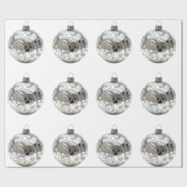 Silver Ornaments on White Wrapping Papper Presentpapper