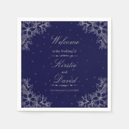 Silver Ornate Blommigt Bröllop Pappersservett