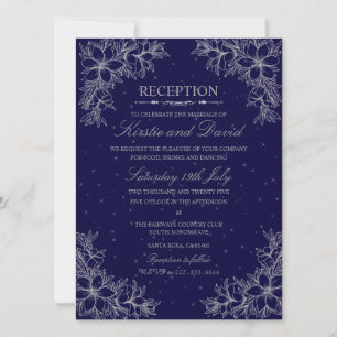 Silver Ornate Blommigt bröllopsmottagning Inbjudningar