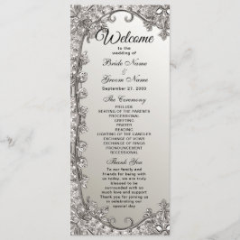 Silver Ornate Modern Bröllopsprogram Program