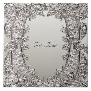 Silver Ornate Modern Ceramic Tile Kakelplatta