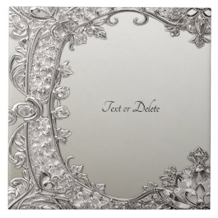 Silver Ornate Modern Ceramic Tile Kakelplatta