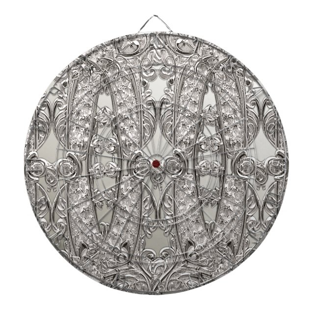 Silver Ornate Modern Dartboard Darttavla (Framsidan)
