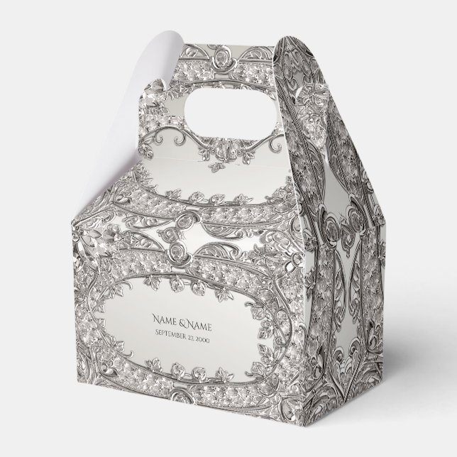 Silver Ornate Modern Favoritbox Presentaskar (Framsidan Sidan)