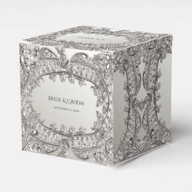 Silver Ornate Modern Favoritbox Presentaskar (Framsidan Sidan)