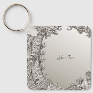 Silver Ornate Modern Keychain Nyckelring