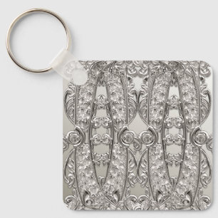 Silver Ornate Modern Keychain Nyckelring