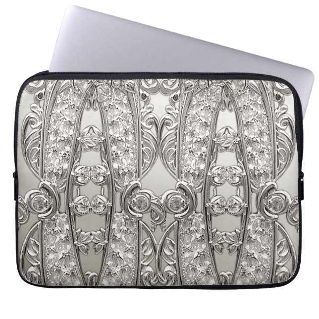 Silver Ornate Modern Laptop sleeve (Framsidan)
