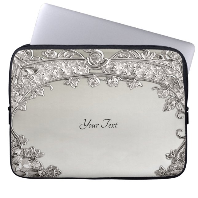 Silver Ornate Modern Laptop sleeve (Framsidan)