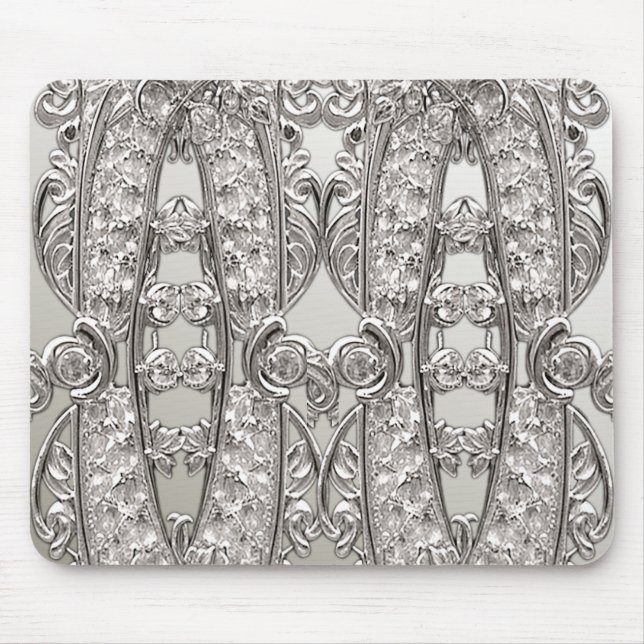 Silver Ornate Modern Mousepad Musmatta (Framsidan)