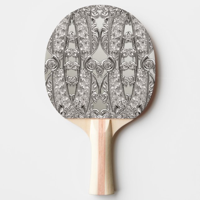 Silver Ornate Modern Ping Pong Paddle Pingisracket (Framsidan)