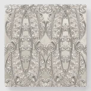 Silver Ornate Modern Stone Underlägg