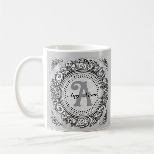 Silver Ornate Monogram-mugg Kaffemugg