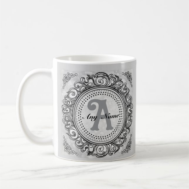 Silver Ornate Monogram-mugg Kaffemugg (Vänster)