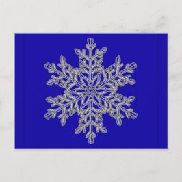 Silver Overlay Snowflake on Cobalt Blue Vykort