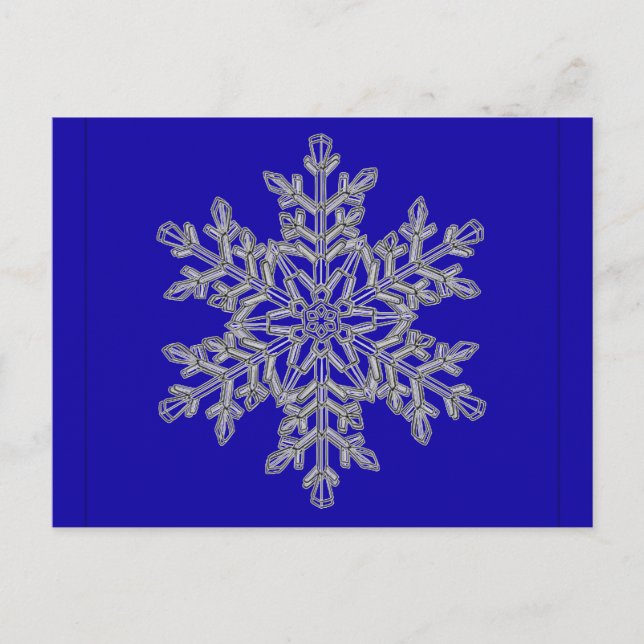 Silver Overlay Snowflake on Cobalt Blue Vykort (Framsida)
