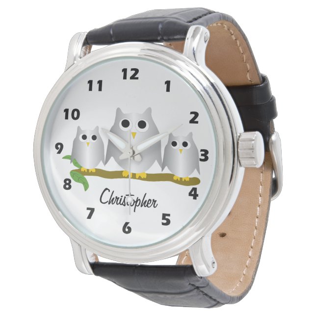 Silver Owls Design Personalised Armbandsur (Vinklad)