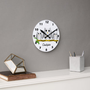 Silver Owls Design Personlig Rund Klocka