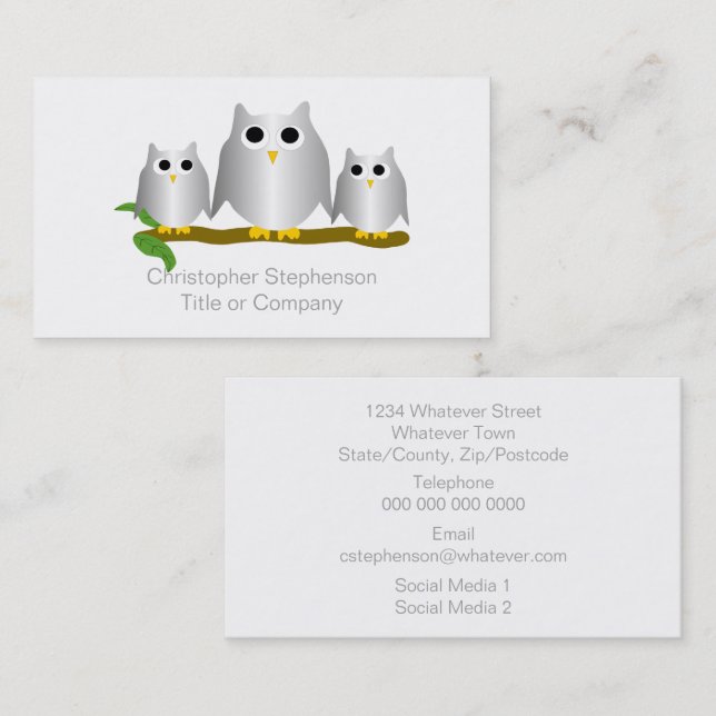 Silver Owls Design Visitkort (Fram/baksida)