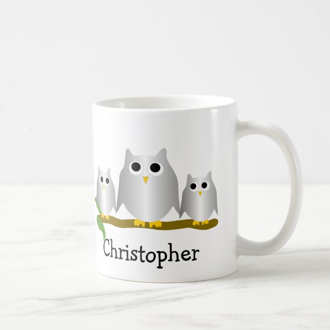 Silver Owls Personlig design Kaffemugg (Höger)