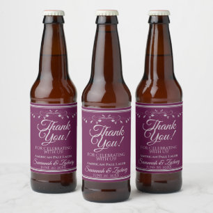 Silver på Cassis Bröllop Beer Flaska Tack Ölflaska Etikett