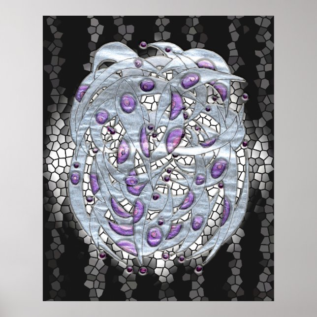 Silver på glasaktigt glas poster (Framsidan)