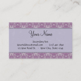 Silver på lavendeldamast med randar & monogramen visitkort