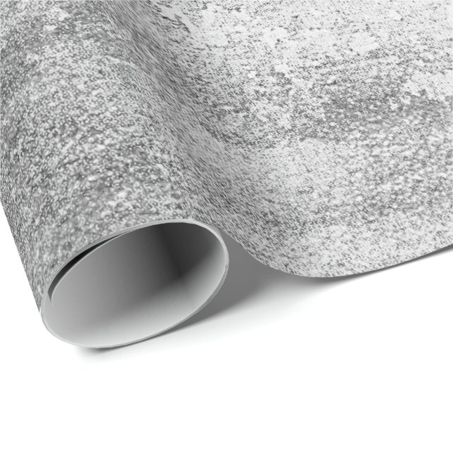 Silver Paint Industrial Cement Grått Graphite Presentpapper (Rullad Hörn)
