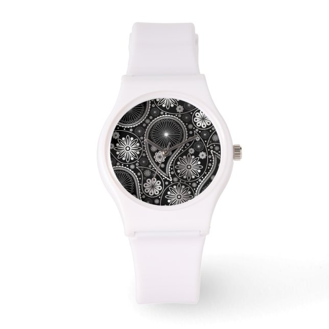 Silver paisley mönster armbandsur (Framsida)