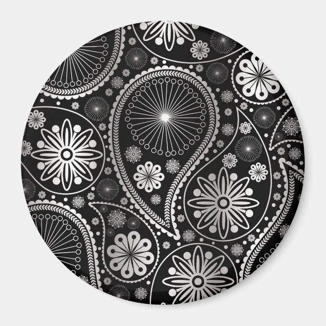 Silver paisley mönster magnet (Framsidan)