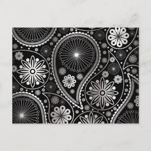 Silver paisley mönster vykort