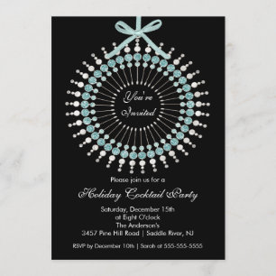 Silver & party för jul för blåttprydnadcoctail inbjudningar