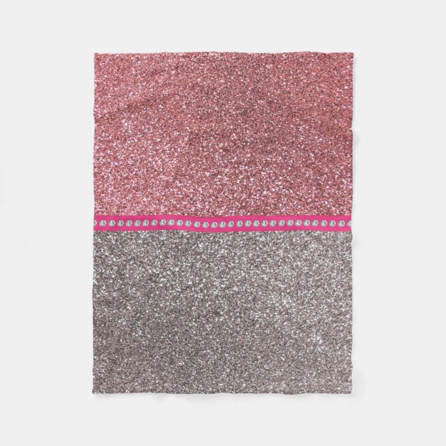 Silver pastel rosa glitter fleecefilt (Framsidan)